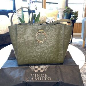 VINCE CAMUTO Bubble Leather Livy Tote bag In Forrest Green
